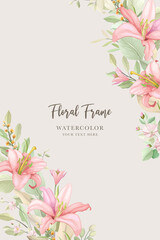 hand drawn lily border and frame background design