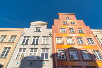 Beautiful windows, colorful houses on the old town of Gdansk