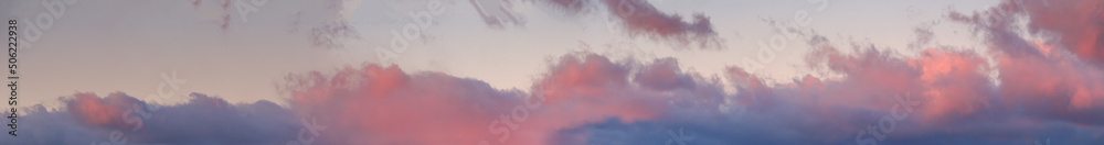 Canvas Prints fluffy clouds in evening overcast sky panoramic view. climate, environment and weather concept sky b