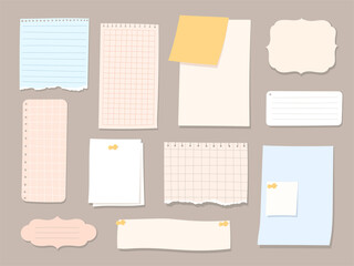 Set of different vector note papers. - obrazy, fototapety, plakaty