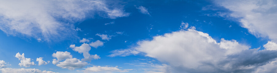 Naklejka na ściany i meble White clouds in blue summer sky panoramic background