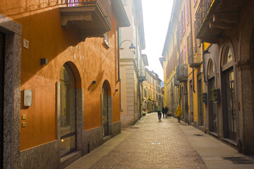 Fototapeta na wymiar Picturesque building in Old Town of Como , Italy