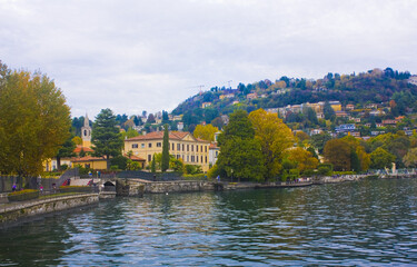Fototapeta na wymiar Panorama of Lake Como in Lombardy 