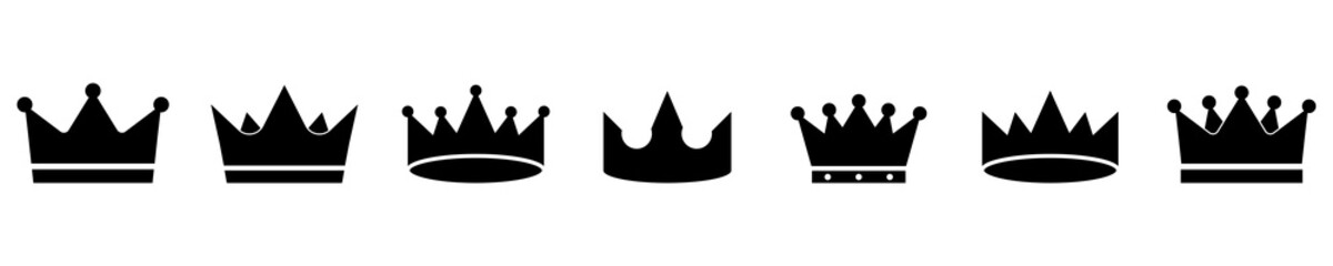 Crown vector icons set. Collection with crowns. Black silhouette. Vector 10 EPS.