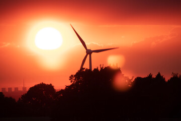 wind turbine at sunset