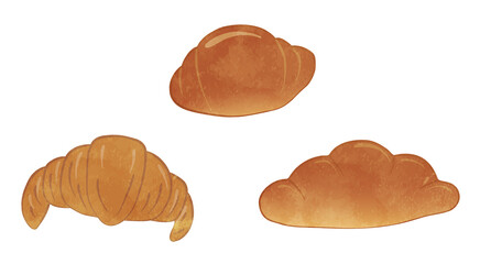 Cute bread roll illustration set