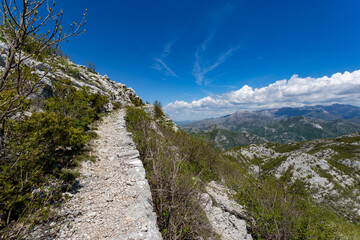 Obraz premium Mountain trail in the Balkan mountains. Not far from the Adriatic coast