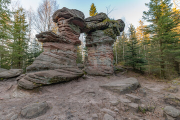 Fototapeta na wymiar Amazing rock in the Vosges massif. The Stone Gate.