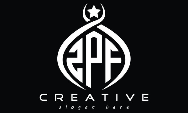 ZPF three letters monogram curved initial oval logo design, geometric minimalist modern business shape creative logo design