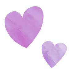 水彩素材　ハート　手描き　紫