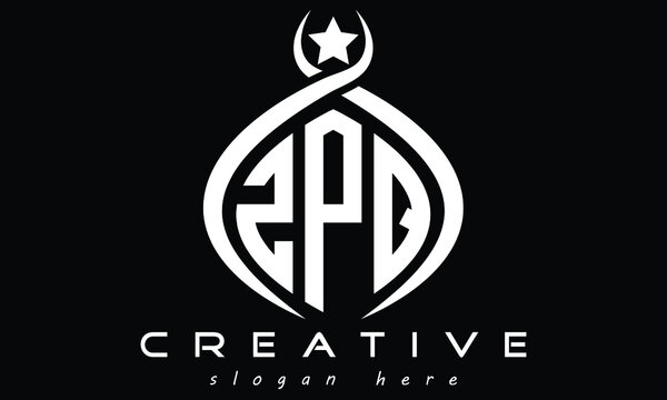 ZPQ three letters monogram curved initial oval logo design, geometric minimalist modern business shape creative logo design