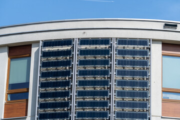 large photovoltaic installation on a building facade