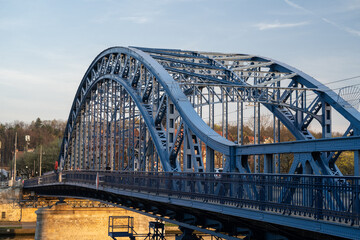 renovated Józef Piłsudski Bridge in Krakow, April 2022