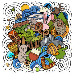 Fototapeta premium Australia cartoon vector doodle illustration