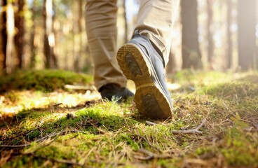 Men's footsteps in the countryside