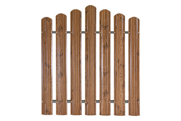 One peace wooden brown Simple fence made of metal. Stainless steel fence parts. Industrial design of galvanized material.