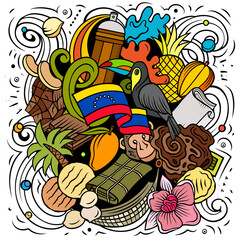 Obraz na płótnie Canvas Venezuela hand drawn cartoon doodles illustration.
