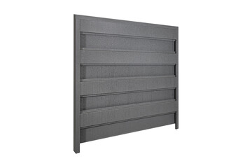 One peace gray Simple fence made of metal. Stainless steel fence parts. Industrial design of galvanized material.