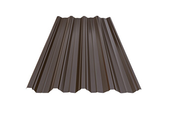 Brown Metal tile roof sheet isolated on white background. Material for roof.