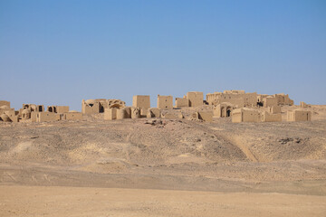 Panoramic View to an ancient Christian cemetery in El Bagawat, one of the oldest in the world, which functioned at the Kharga Oasis in southern-central Egypt