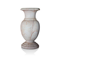 old white and brown marble vase on white background, object, retro, vintage, decor, copy space