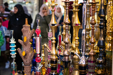 Shisha, hookah or Nargile, for sale on suq market, Damascus
