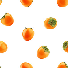 Persimmon isolated on white background, SEAMLESS, PATTERN