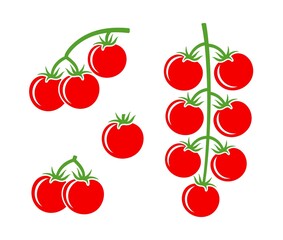 Tomato Cherry logo. Isolated tomato on white background