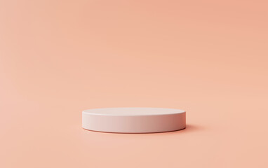Beige cylinder minimal podium pedestal product display platform for product placement background 3d illustration