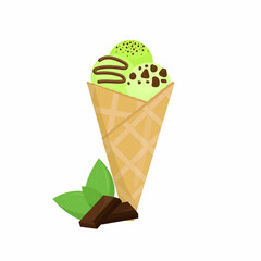 mint ice cream with chocolate