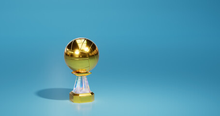 Bright Volleyball Gold Trophy with a soft light background