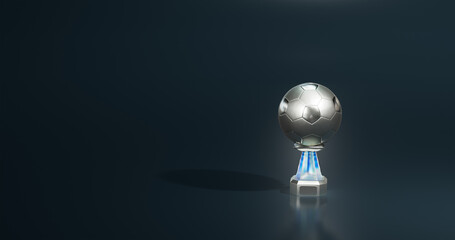 Shiny Football Silver Trophy with a Dark background