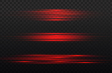 Horizontal light rays, flash red horizontal line