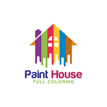 Paint house logo design vector template. The concept for home decoration, building, house construction, and staining.
