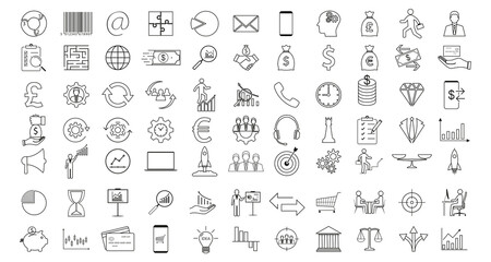 Business and management icons set. Vector illustration. Flat.