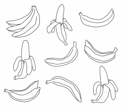 set of Cute isolated hand drawn banana doodle