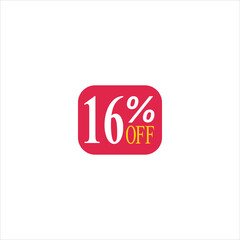 16 offer tag discount vector icon stamp on a white background