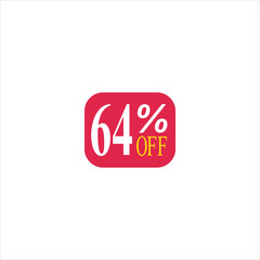 64 offer tag discount vector icon stamp on a white background