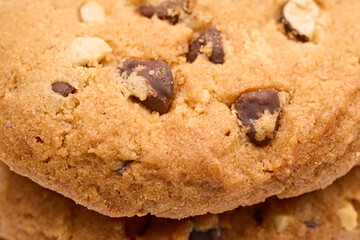 Homemade chocolate cookies on white background. Dessert. 