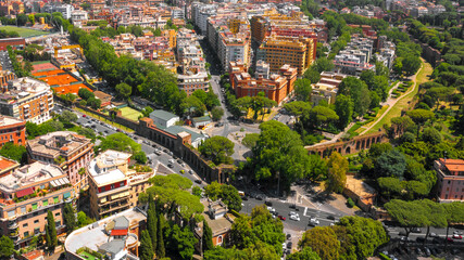 Aerial view of Porta Metronia in Rome, Italy.