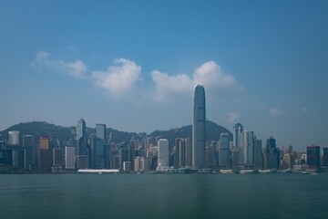 Fototapeta na wymiar panoramic view of victoria harbor in Hong Kong,China.