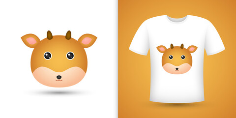 Deer head on white shirt