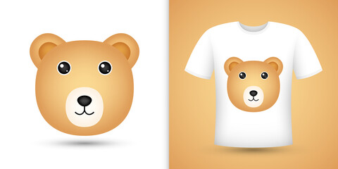 Bear head on white shirt