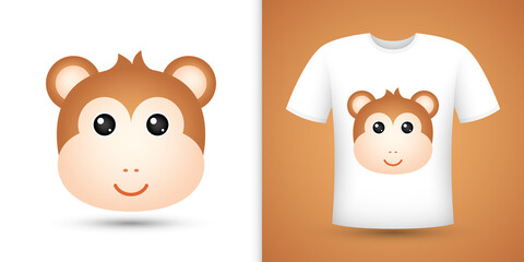 Monkey head on white shirt