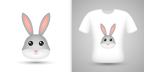 Rabbit head on white shirt