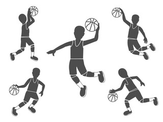 Black and white Basketball player character set.Fighter concept.