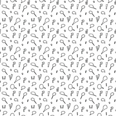 Pattern of dialogue clouds and grammatical signs. Abstract communication. Seamless vector image on a transparent background.