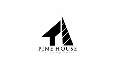 pine house minimalism concept design logo