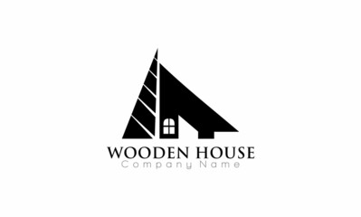 wooden house minimalism concept design logo