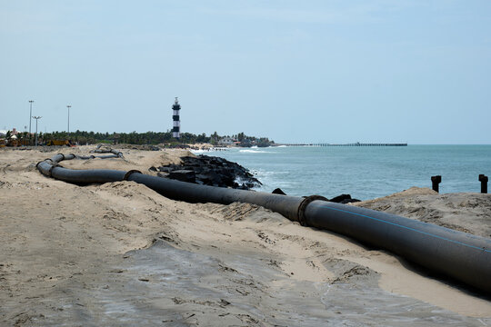 Seawater intake pipe at the beach